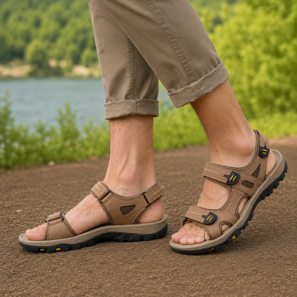 Sandales orthopédiques de maintien pour homme, bout large et brides réglables