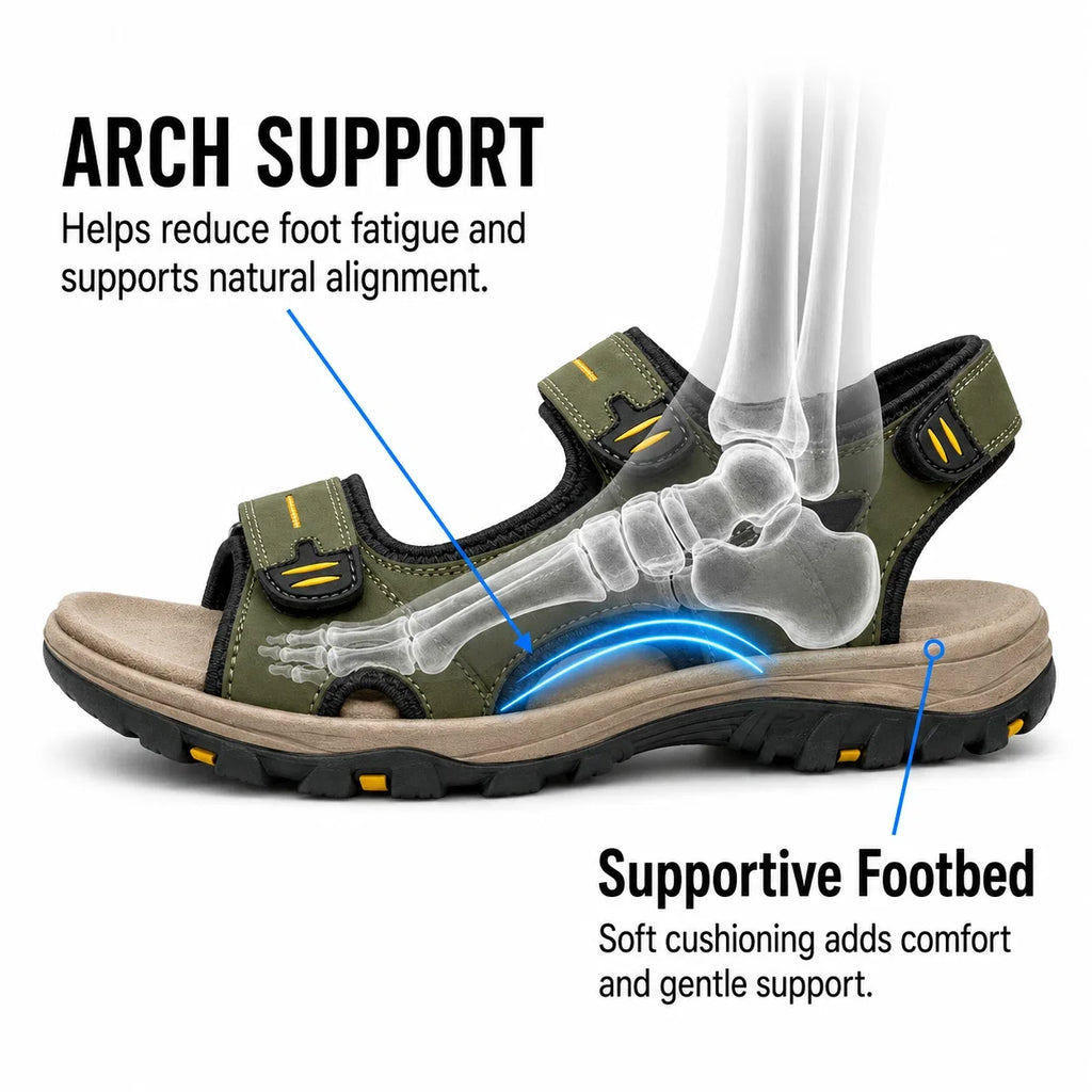 Sandales orthopédiques de maintien pour homme, bout large et brides réglables