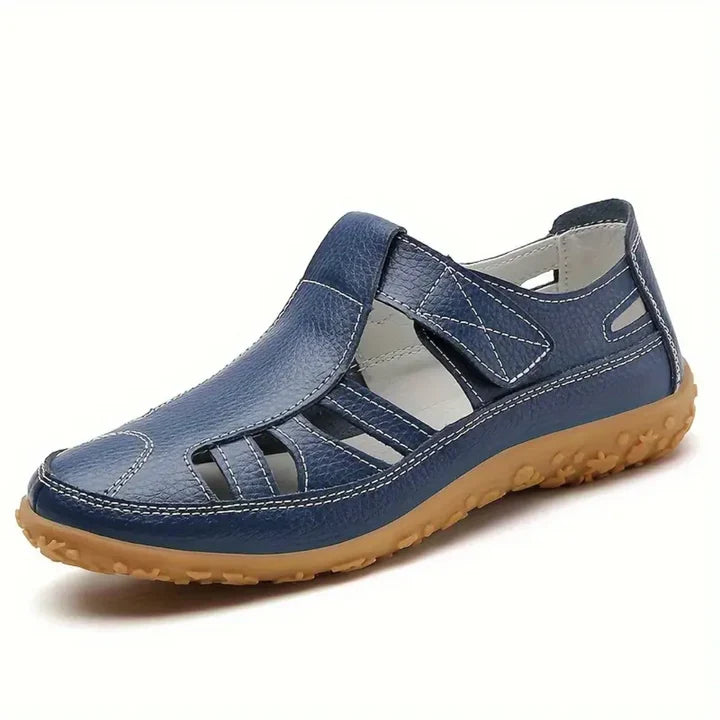 Chaussures confort orthopédiques en cuir à bout large