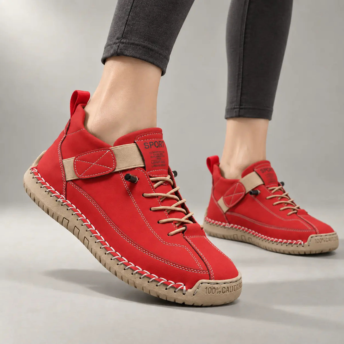 Baskets de marche orthopédiques pour femme, coupe large et lacets élastiques