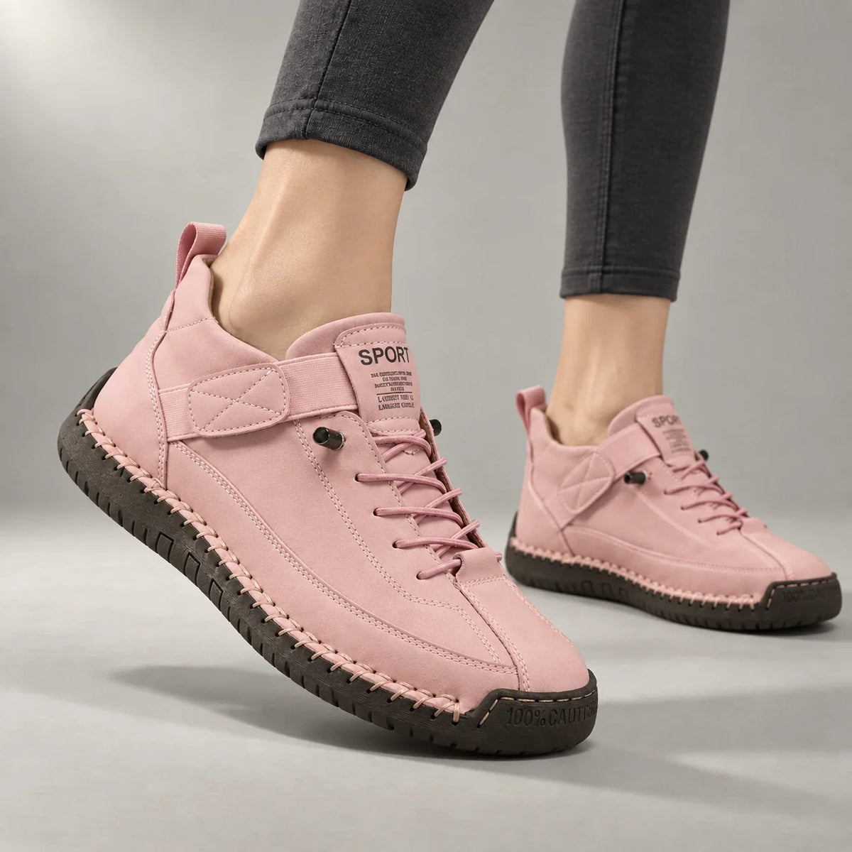 Baskets de marche orthopédiques pour femme, coupe large et lacets élastiques
