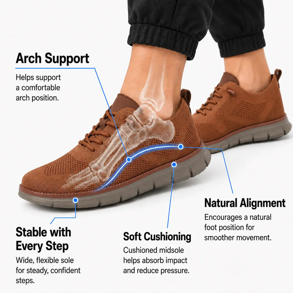 Chaussures orthopédiques pour homme à bout large – ultra confortables, dessus tricot respirant