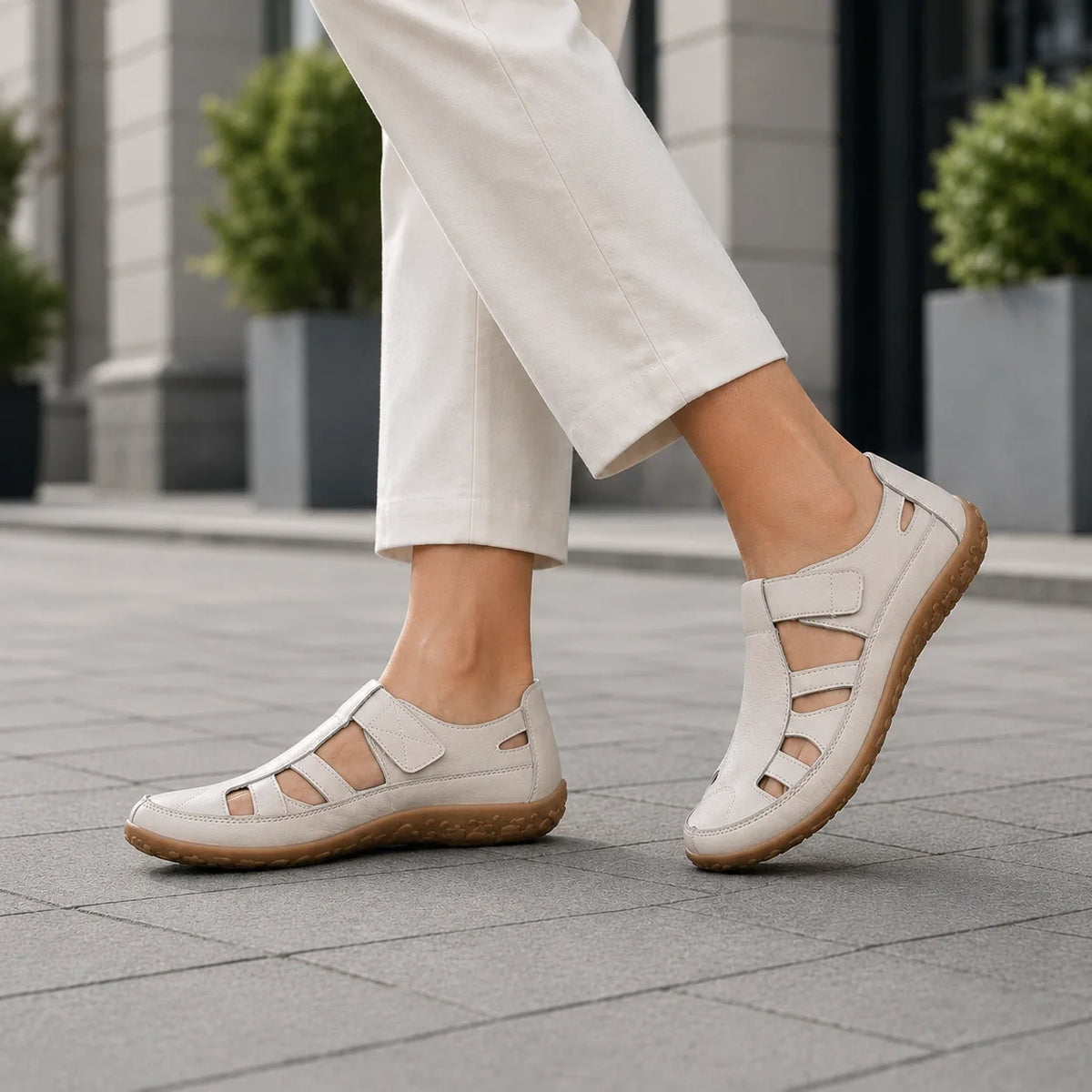 Chaussures confort orthopédiques en cuir à bout large
