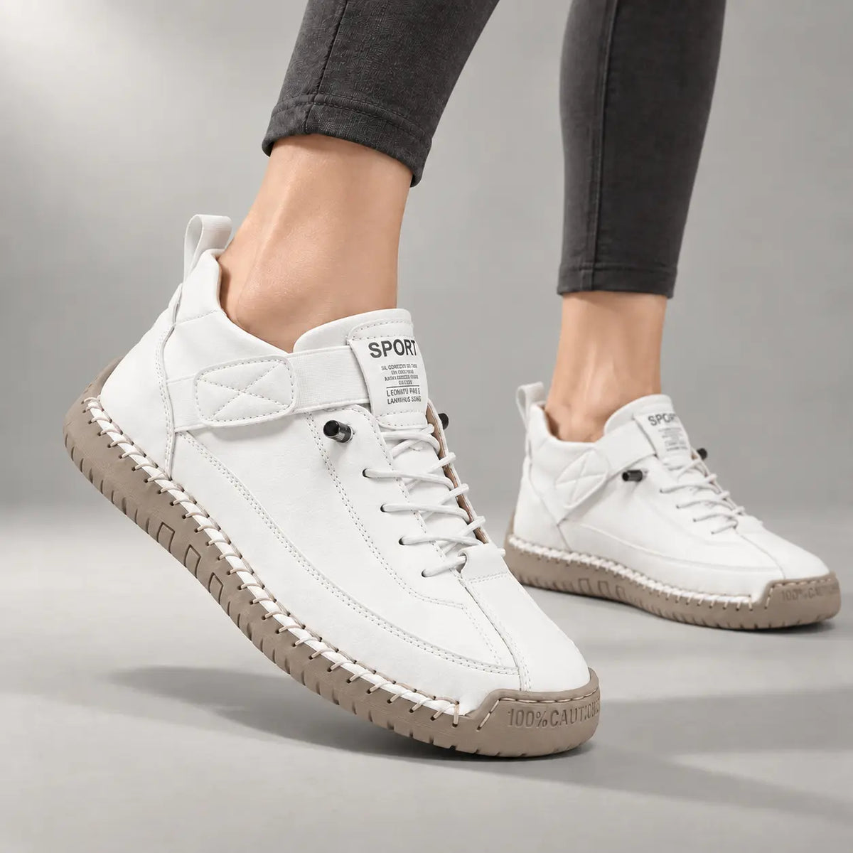 Baskets de marche orthopédiques pour femme, coupe large et lacets élastiques