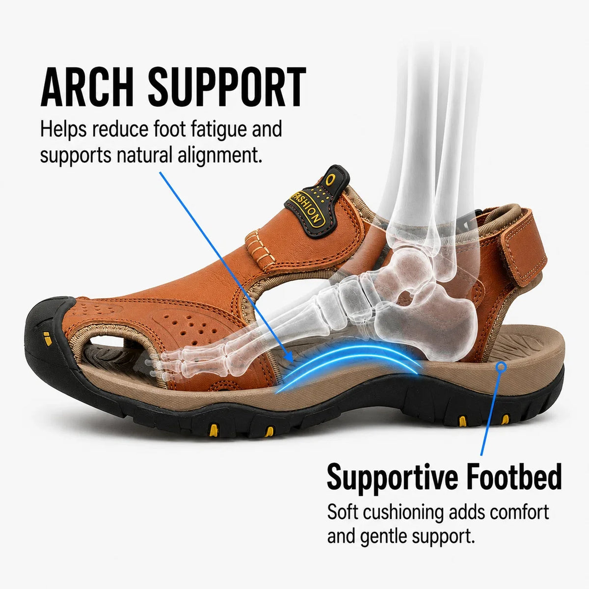 Sandales orthopédiques pour homme, bout extra large et brides réglables