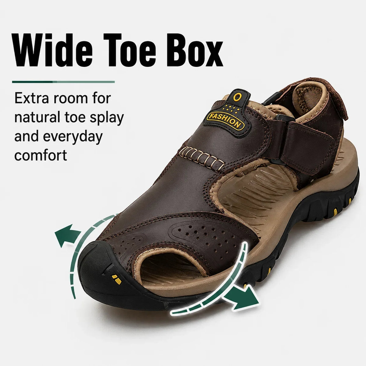 Sandales orthopédiques pour homme, bout extra large et brides réglables