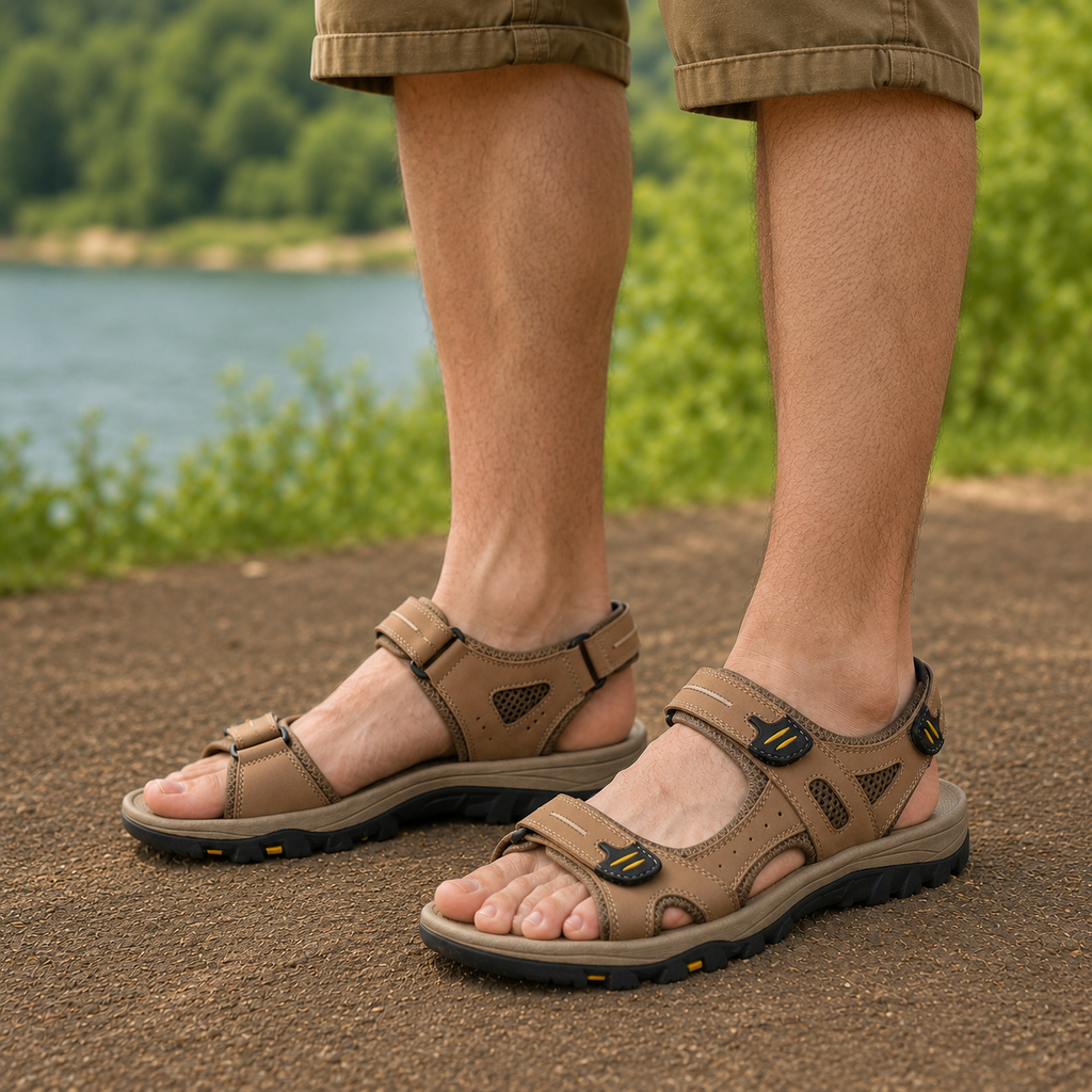 Sandales orthopédiques de maintien pour homme, bout large et brides réglables