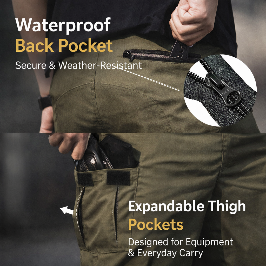 Pantalon cargo pour homme – pantalon ripstop déperlant pour la ville et l'extérieur