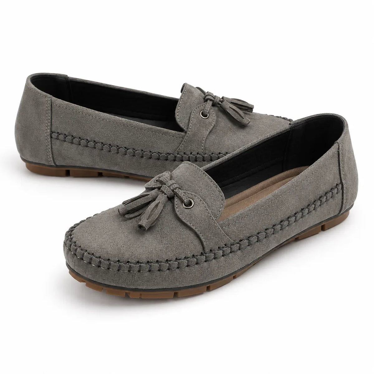 Mocassins orthopédiques en daim pour femme, coupe extra large