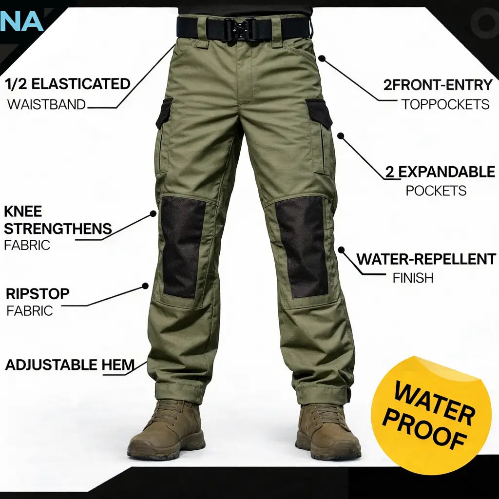 Pantalon cargo pour homme – pantalon ripstop déperlant pour la ville et l'extérieur