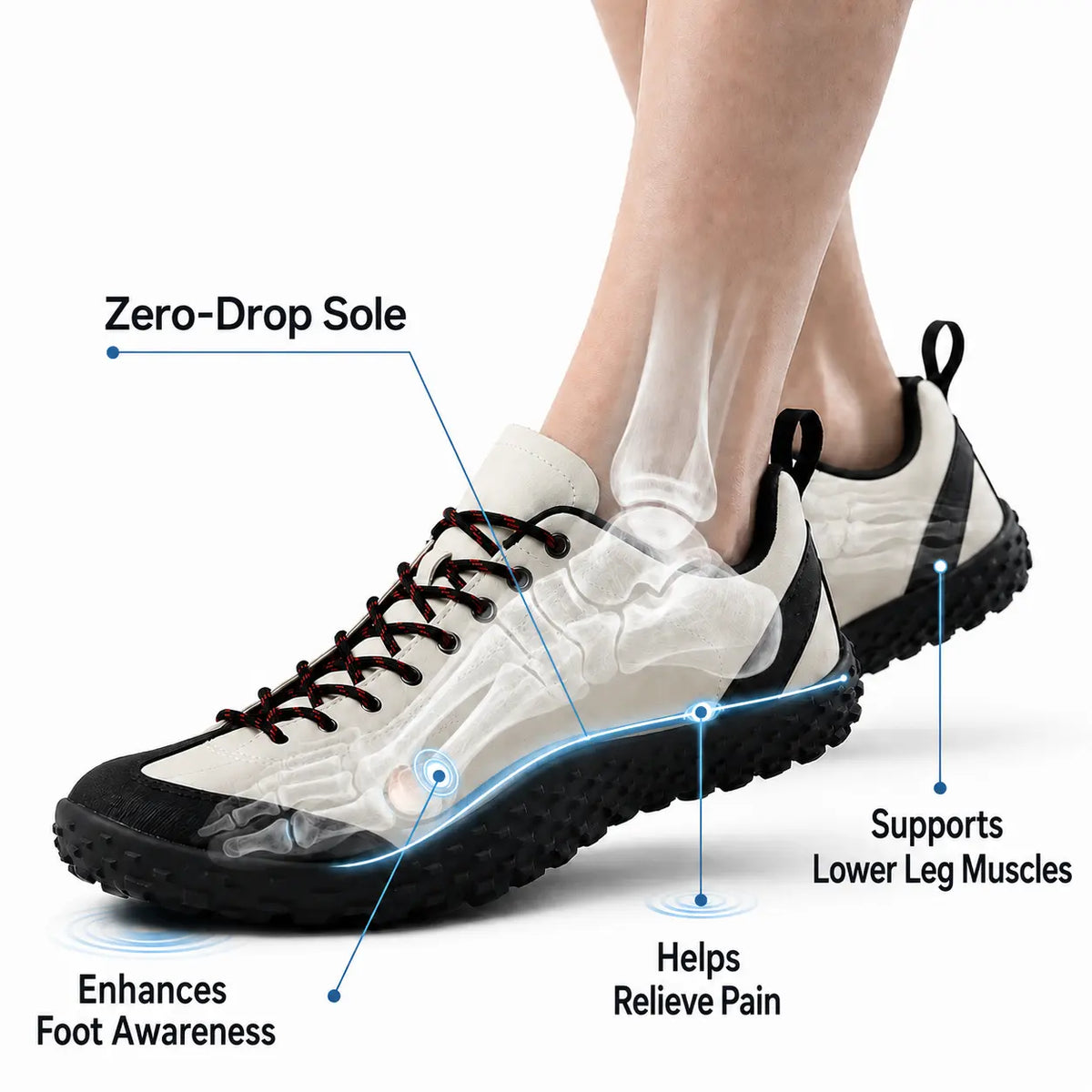 Baskets de randonnée barefoot à bout large – chaussures de marche orthopédiques, unisexe