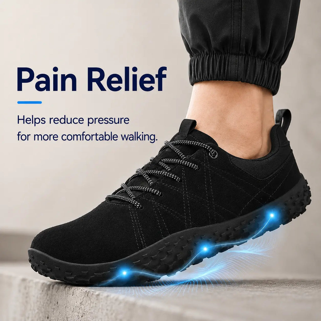 Baskets de randonnée barefoot orthopédiques en daim, bout large – unisexe