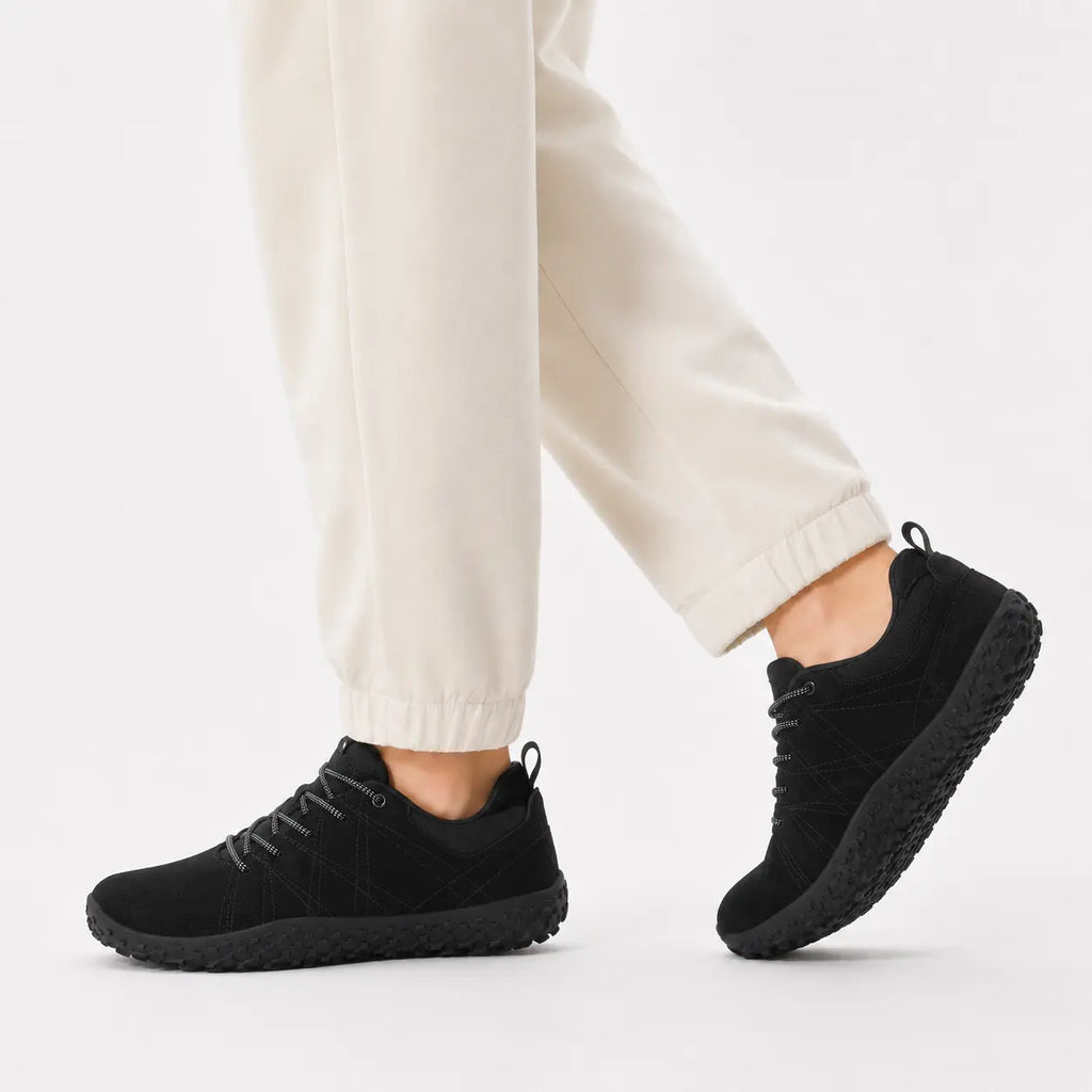 Baskets de randonnée barefoot orthopédiques en daim, bout large – unisexe