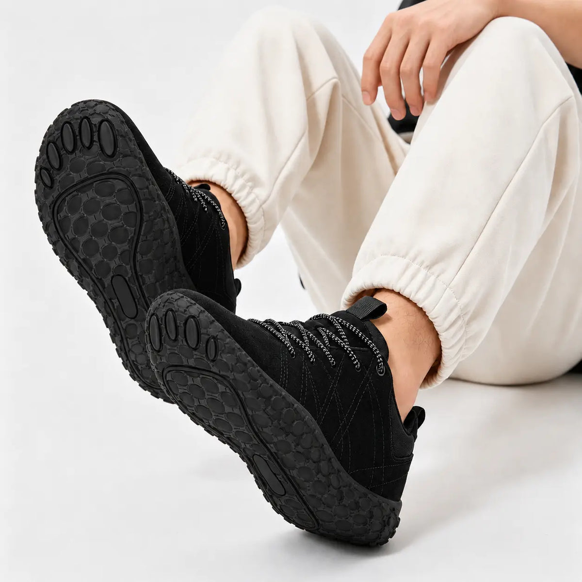 Baskets de randonnée barefoot orthopédiques en daim, bout large – unisexe