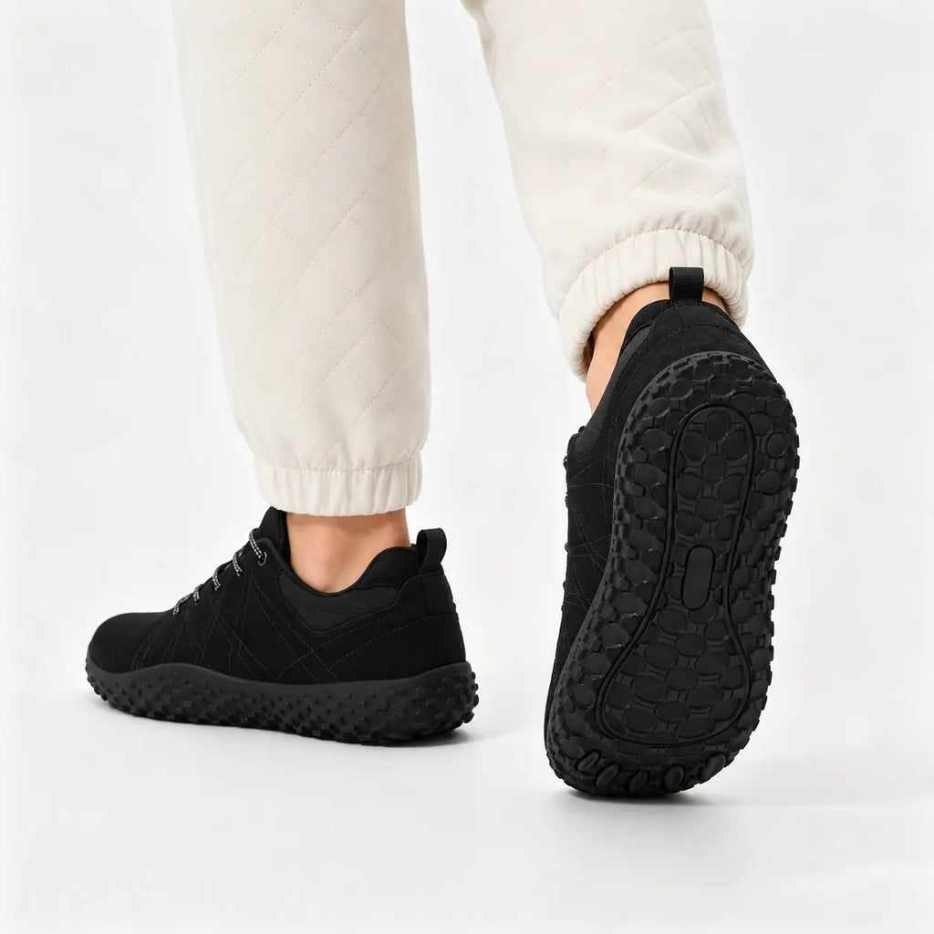 Baskets de randonnée barefoot orthopédiques en daim, bout large – unisexe