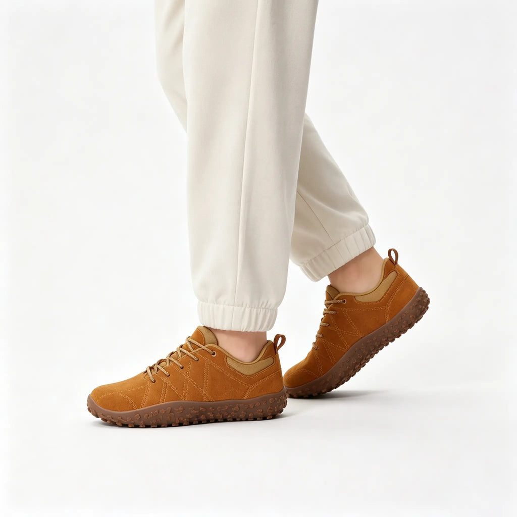 Baskets de randonnée barefoot orthopédiques en daim, bout large – unisexe