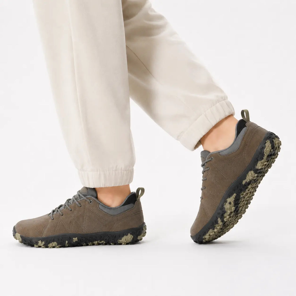 Baskets de randonnée barefoot orthopédiques en daim, bout large – unisexe