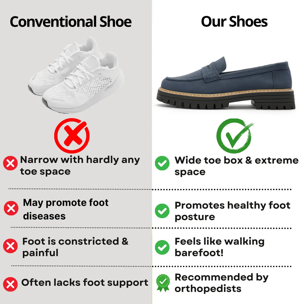 Chaussures confort orthopédiques pour femme à bout large