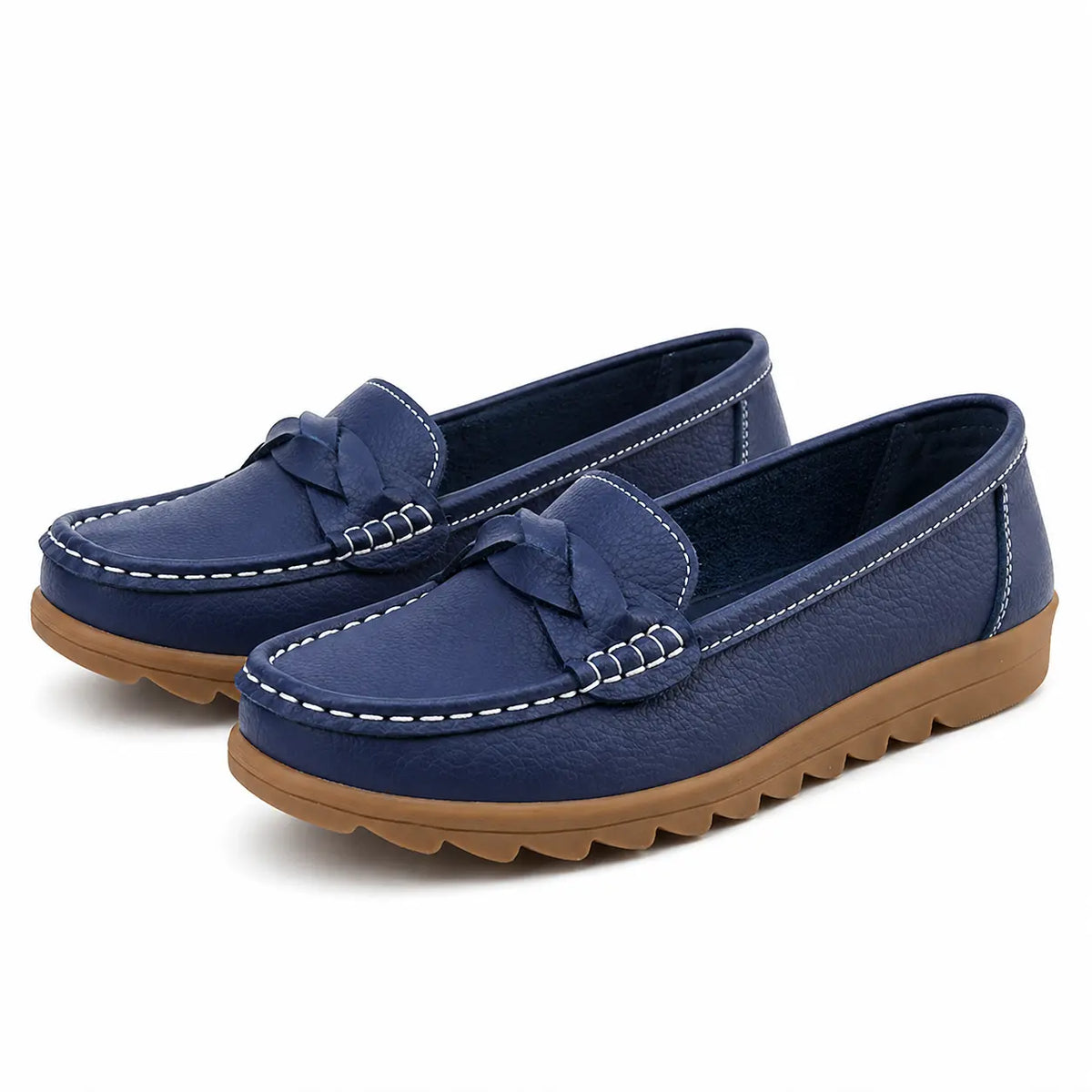 Mocassins orthopédiques à enfiler pour femme en cuir souple – chaussures de marche