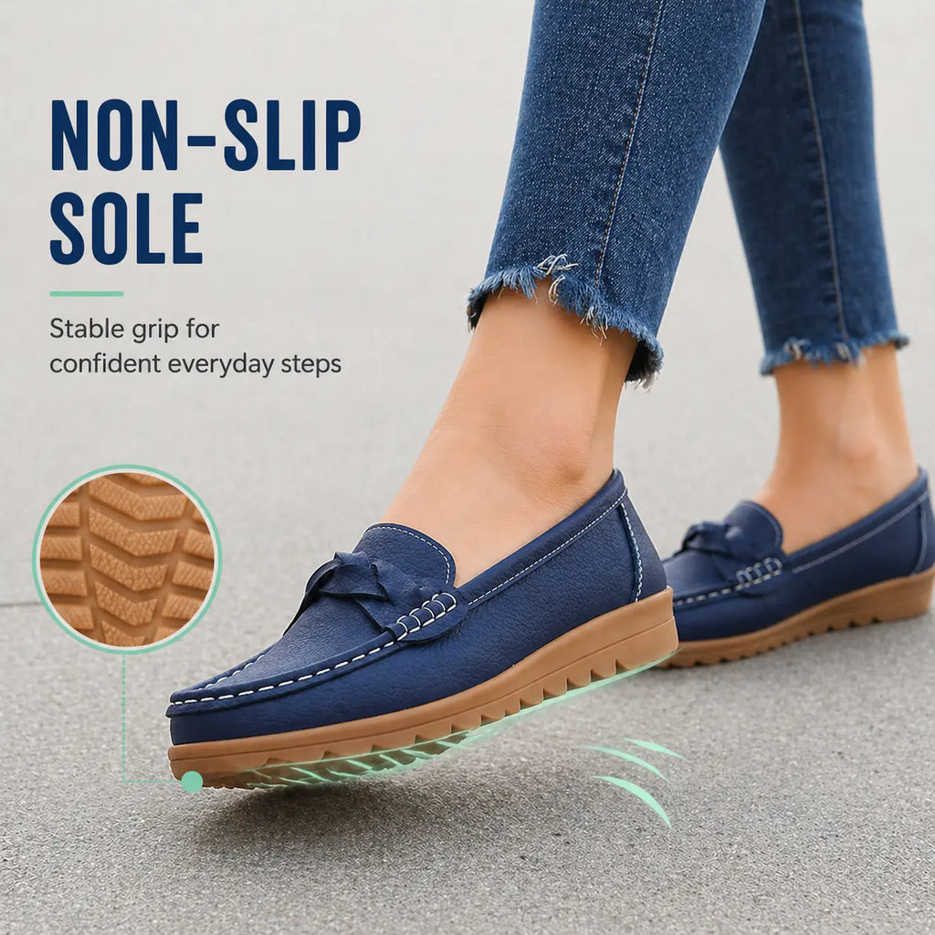 Mocassins orthopédiques à enfiler pour femme en cuir souple – chaussures de marche