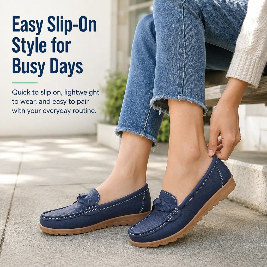 Mocassins orthopédiques à enfiler pour femme en cuir souple – chaussures de marche