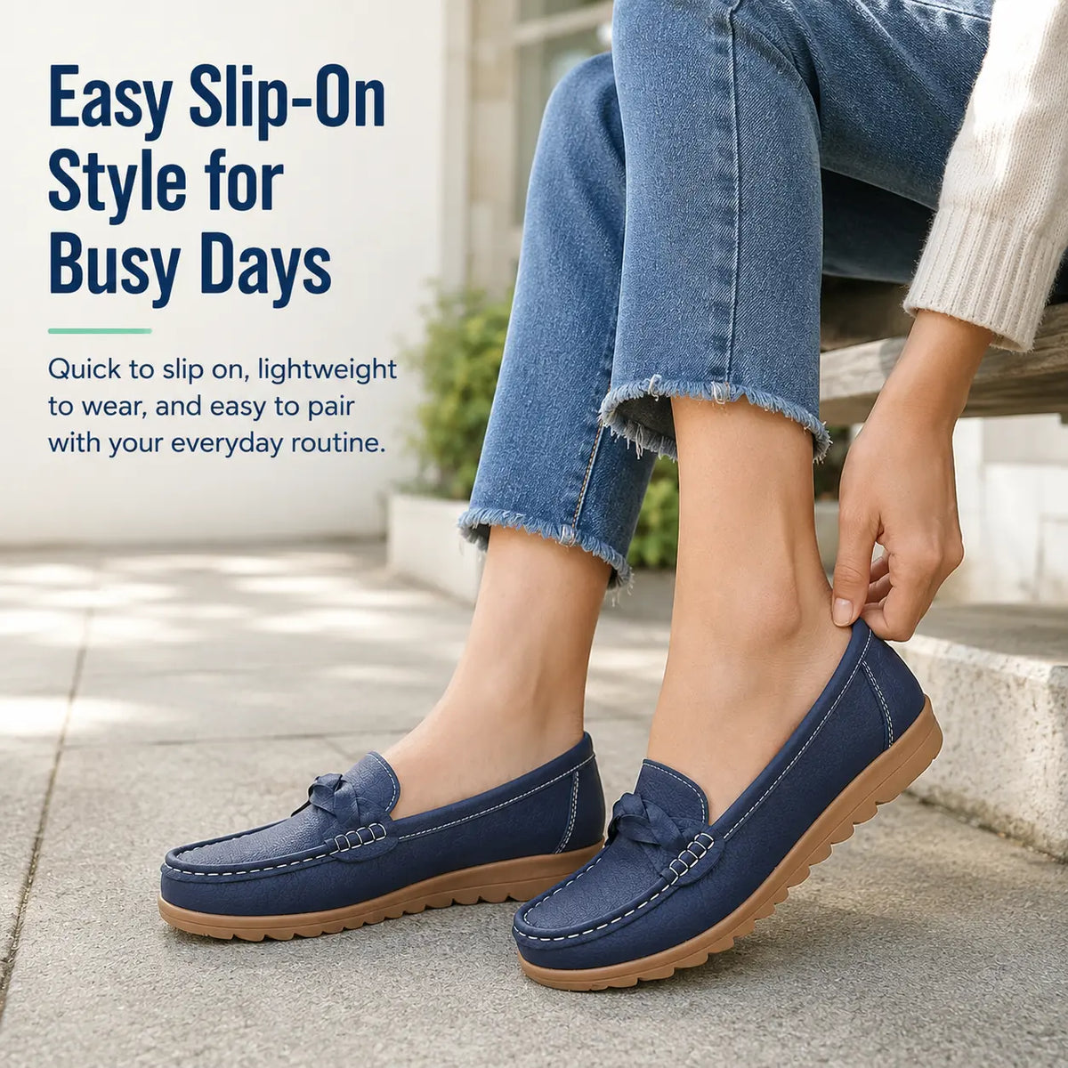 Mocassins orthopédiques à enfiler pour femme en cuir souple – chaussures de marche