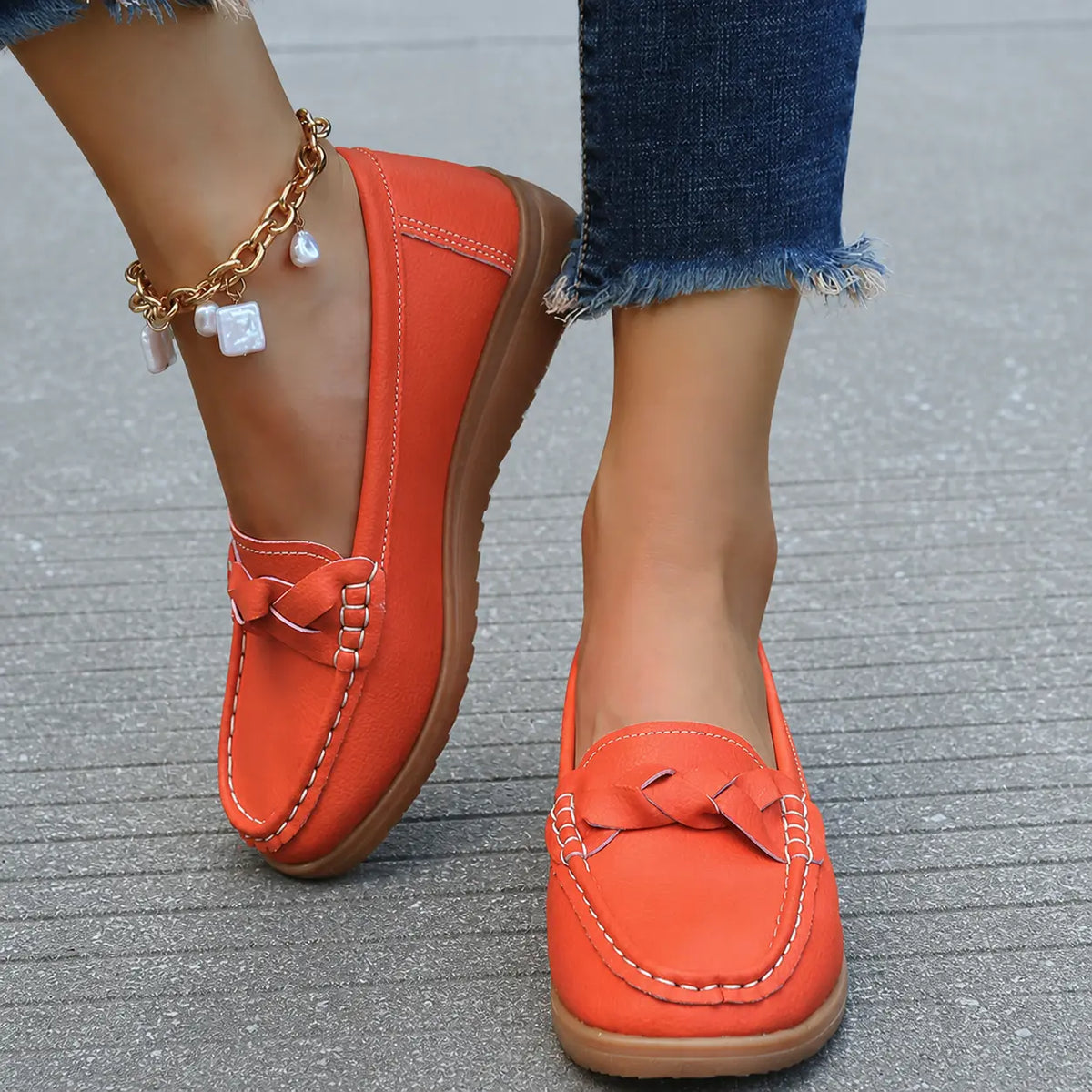 Mocassins orthopédiques à enfiler pour femme en cuir souple – chaussures de marche