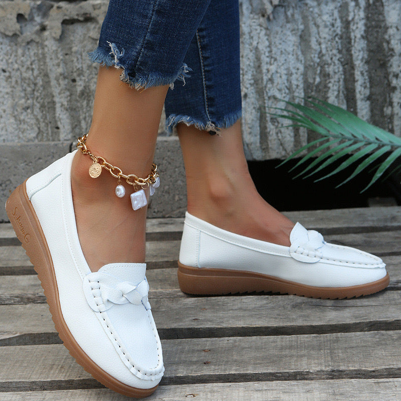 Mocassins orthopédiques à enfiler pour femme en cuir souple – chaussures de marche