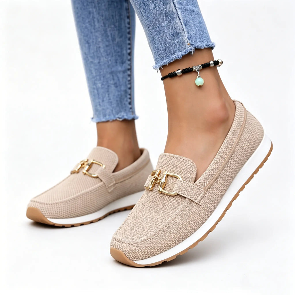 Mocassins orthopédiques à enfiler pour femme, coupe large