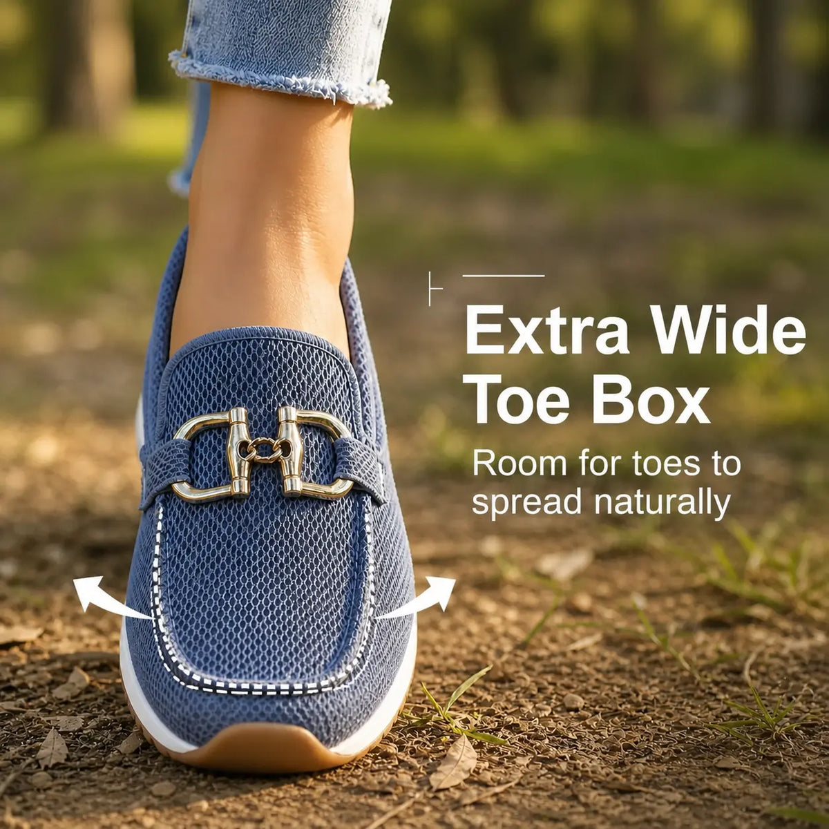 Mocassins orthopédiques à enfiler pour femme, coupe large