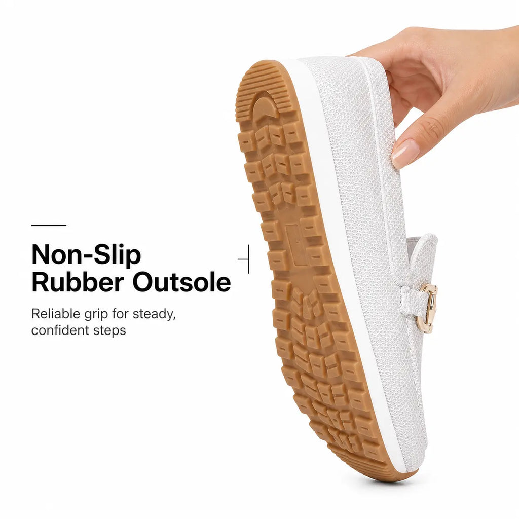 Mocassins orthopédiques à enfiler pour femme, coupe large
