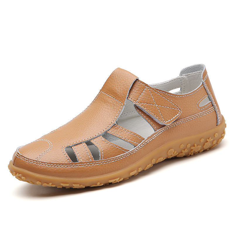 Chaussures confort orthopédiques en cuir à bout large