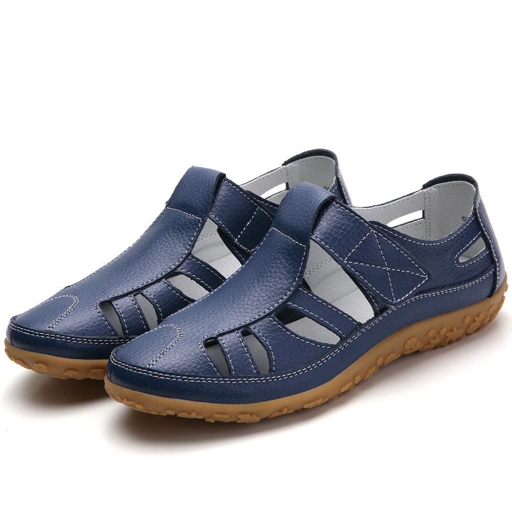 Chaussures confort orthopédiques en cuir à bout large