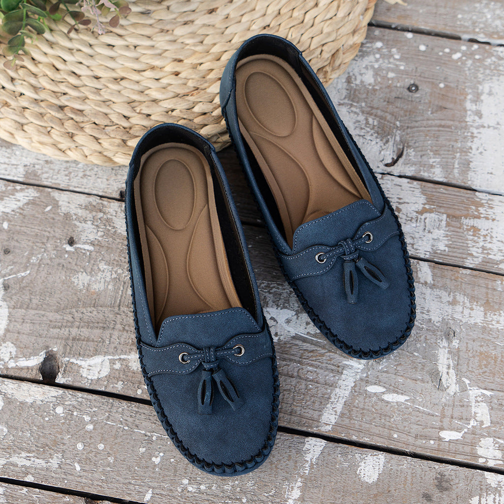 Mocassins orthopédiques en daim pour femme, coupe extra large
