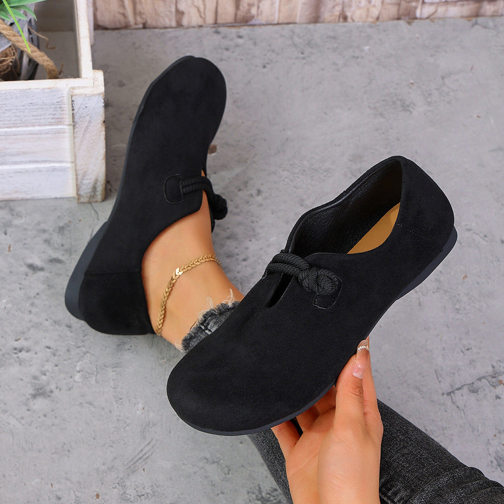 Chaussures plates confortables pour femme, coupe large et amorti doux