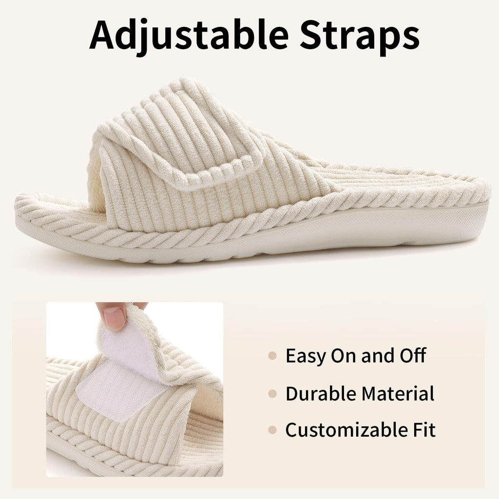 Chaussons orthopédiques en velours côtelé – doublure peluche chaude, usage intérieur