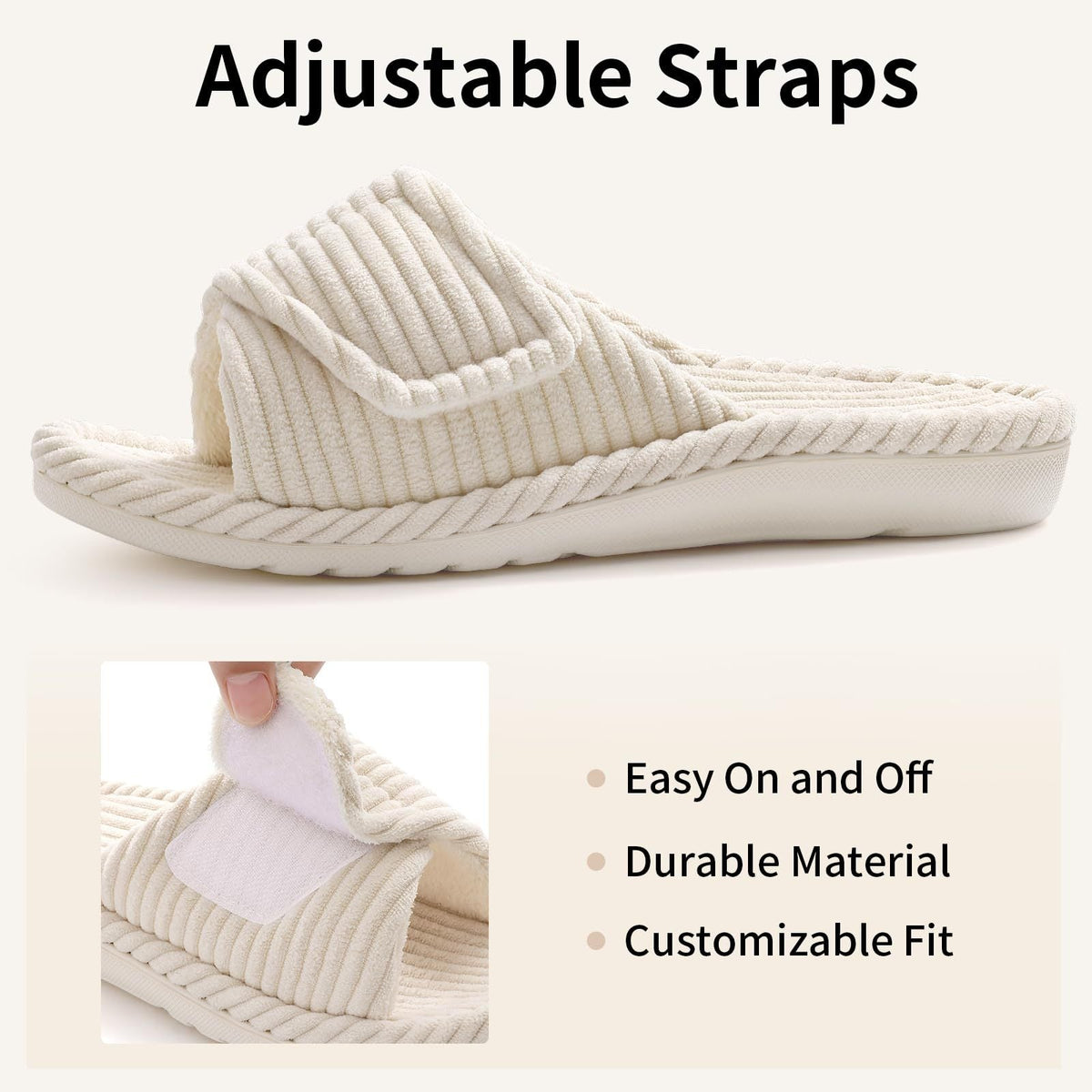 Chaussons orthopédiques en velours côtelé – doublure peluche chaude, usage intérieur