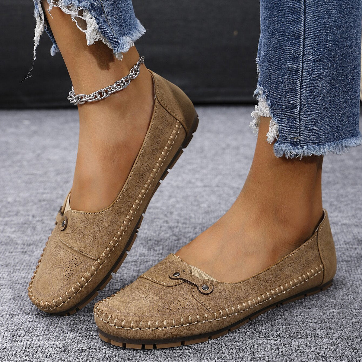 Mocassins orthopédiques confortables en daim pour femme