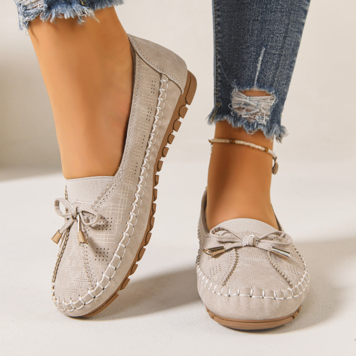 Mocassins orthopédiques à enfiler pour femme, coupe large