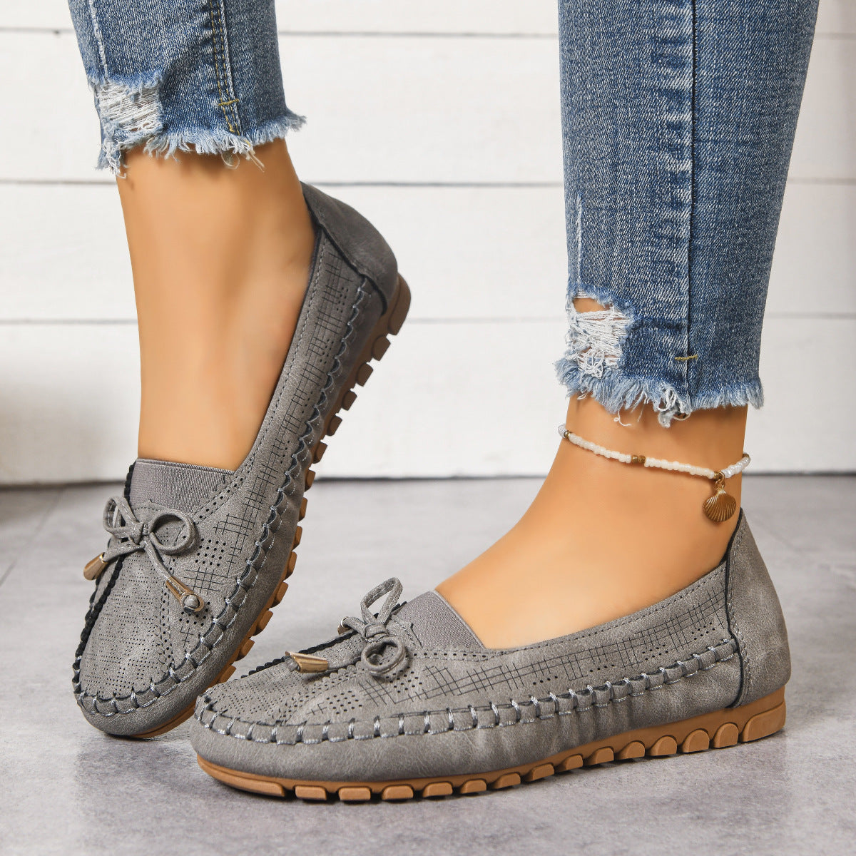 Mocassins orthopédiques à enfiler pour femme, coupe large