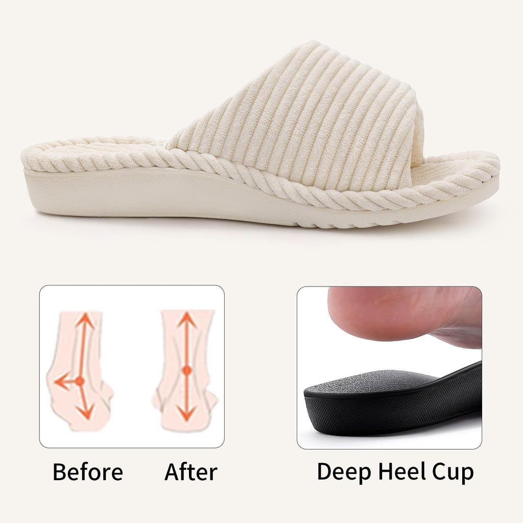 Chaussons orthopédiques en velours côtelé – doublure peluche chaude, usage intérieur