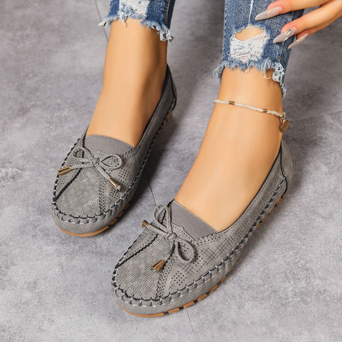 Mocassins orthopédiques à enfiler pour femme, coupe large