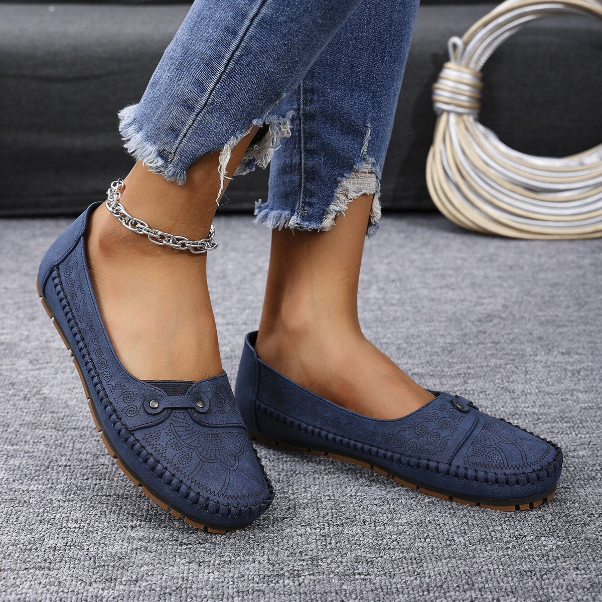 Mocassins orthopédiques confortables en daim pour femme