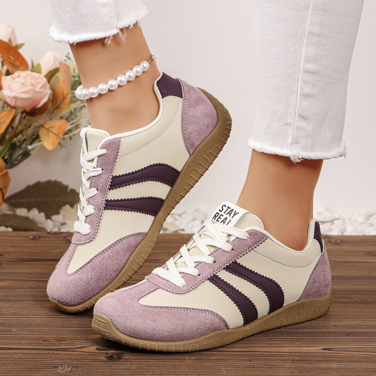 Baskets orthopédiques pour femme avec soutien de la voûte plantaire, coupe large