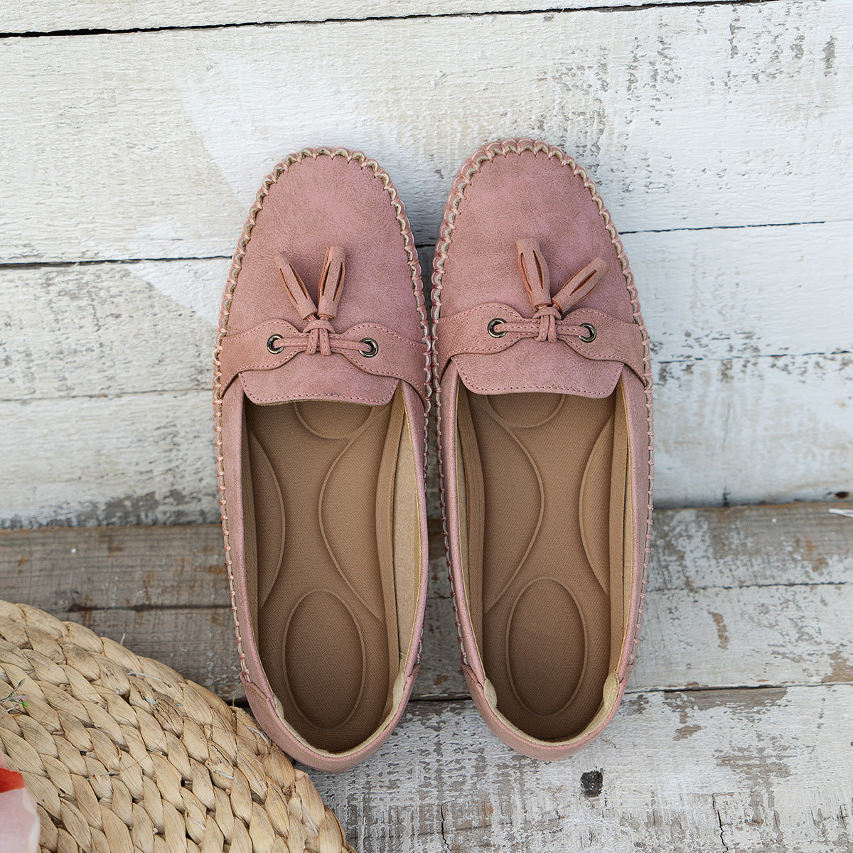 Mocassins orthopédiques en daim pour femme, coupe extra large