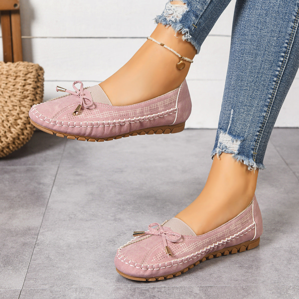 Mocassins orthopédiques à enfiler pour femme, coupe large