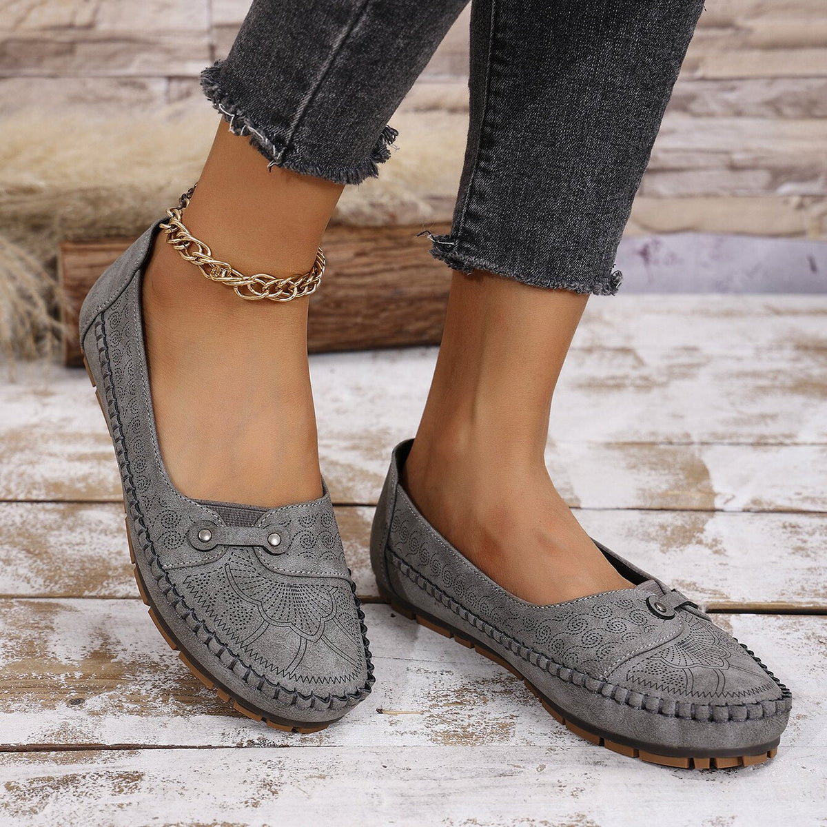 Mocassins orthopédiques confortables en daim pour femme