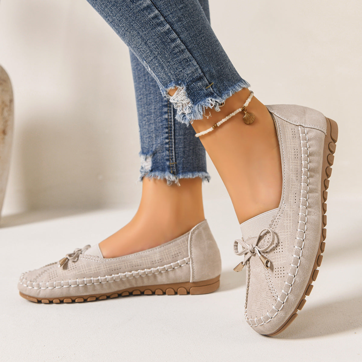 Mocassins orthopédiques à enfiler pour femme, coupe large