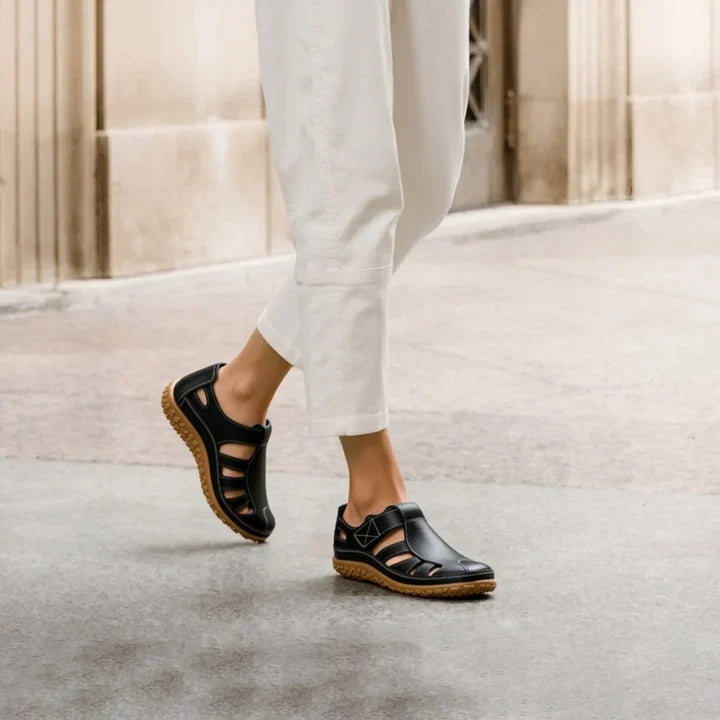 Chaussures confort orthopédiques en cuir à bout large