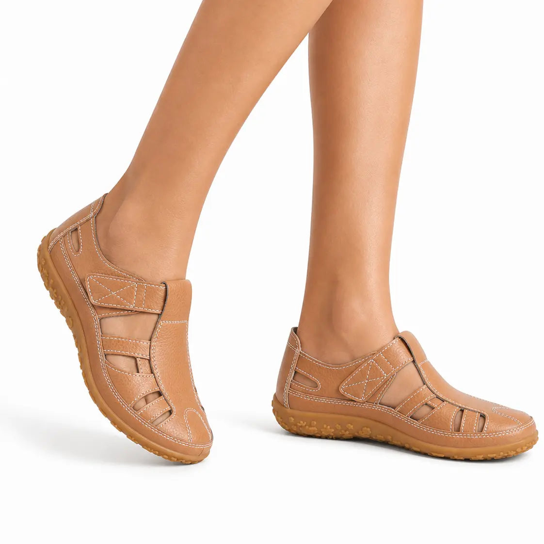 Chaussures confort orthopédiques en cuir à bout large